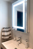 Lighted LED Bathroom Mirror Medicine Cabinet: 24" Wide x 32" Tall - Surface-Mounted - Hinged on Left - 6,000 Kelvin