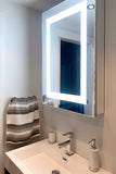 Lighted LED Bathroom Mirror Medicine Cabinet: 24" Wide x 36" Tall - Surface-Mounted - Hinged on Left - 6,000 Kelvin